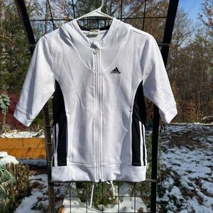 Adidas White Zip Up Hoodie Jacket
